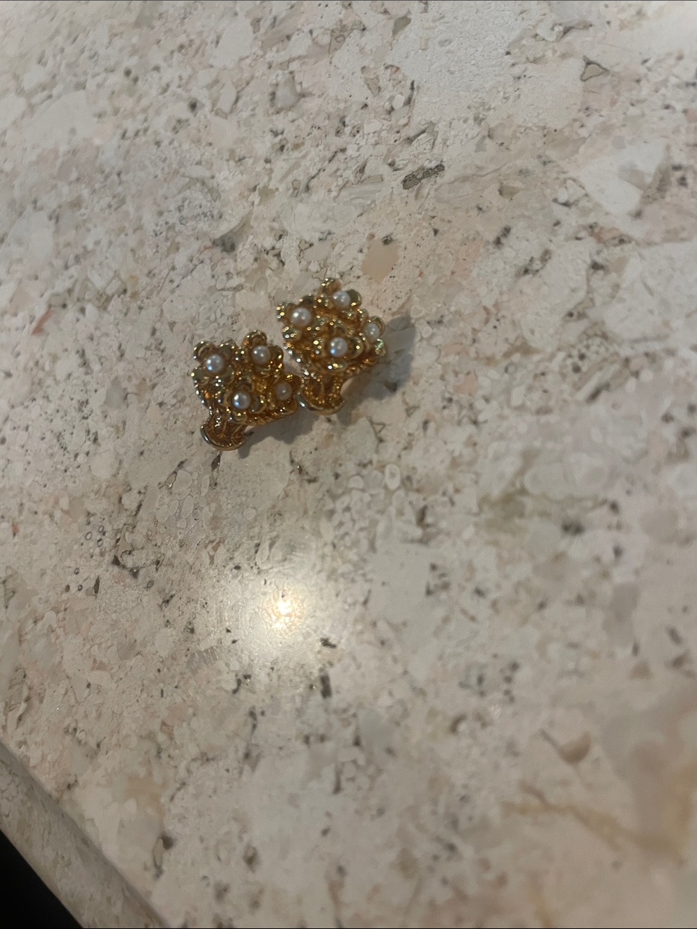 Gold Pearl Cluster Stud Earrings - Women Jewelry